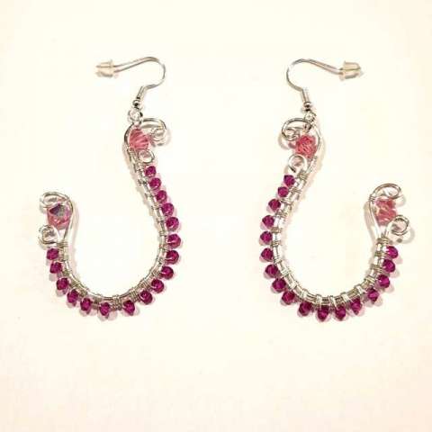 Sparkly Curved Earring Charlene Furukawa 2025, Wire wrapping, wire, , Wire Wrapping Class Henderson Nevada, Wire Wrapping Class Las Vegas, Wire Class