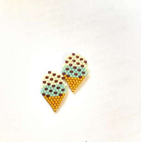 A Year of Earrings 7 by Lori Ahlin©2022, A Year of Earrings, Ice Cream earrings, Brick Stitch, Beaded earrings, Seed bead earrings, Miyuki Delicas