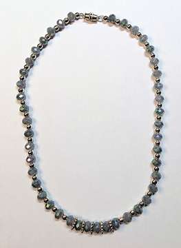 Flash Friday Necklace Project by Rene' Despres©2025 Skills taught will be stringing beads, adding crimps and adding a clasp.