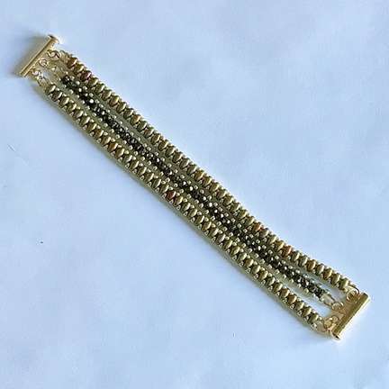 Triple Stack by Cindy Johnson ©2025, Right angle weave bracelet, Two-hole beaded bracelet
