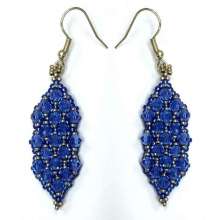 Embellished Netted Earrings by Lori Ahlin©2026, Beaded Earrings, Swarovski Crystals, Beaded earrings, Netting stitch, Beaded Earring Class, Seed bead earring, Bead Class Henderson	