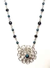 Rhapsody Necklace by Corey Milliren ©2022 Silver Wire, Fire Polish Beads, Wire Wrapped, Silver Findings